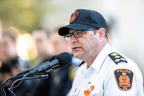 MIKAELA MACKENZIE / FREE PRESS

Chief Gene Bowers speaks at the Winnipeg Police Service sacred fire lighting celebration on Monday, Sept. 29, 2025. 

For Tyler story.
Free Press 2025