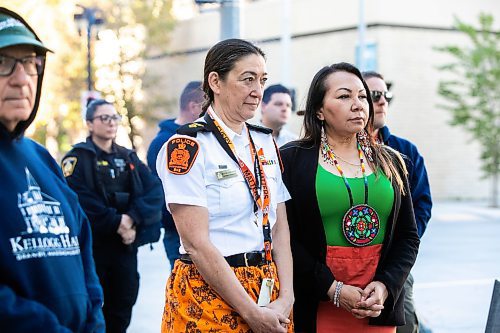 MIKAELA MACKENZIE / FREE PRESS

WPS superintendent Bonnie Emerson (left) and WPS Indigenous relations advisor Sheila North listen at the Winnipeg Police Service sacred fire lighting celebration on Monday, Sept. 29, 2025. 

For Tyler story.
Free Press 2025