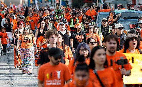 JOHN WOODS / FREE PRESS
People take part in the Orange Shirt Healing Walk and Powwow in Winnipeg Tuesday, September 30, 2025. 

Reporter: malak