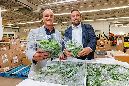 MIKE DEAL / FREE PRESS
Vince Barletta (right), President and CEO, Harvest Manitoba along with Barry Watson (left), area Vice-President, Corporate Financing and Senior Accounts at Western Canada for Farm Credit Canada (FCC) during an announcement at Harvest MB&#x2019;s facilities (1085 Winnipeg Avenue) Wednesday morning, that FCC will be putting up $500,000 to help Harvest Manitoba expand.
Reporter: Tyler Searle
251001 - Wednesday, October 01, 2025.
