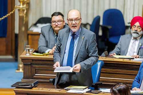MIKE DEAL / FREE PRESS
Mike Moroz (River Heights), Minister of Innovation and New Technology, speaks during the first day of the second session of the 43rd legislature, Wednesday afternoon.
Reporter: Maggie Macintosh
251001 - Wednesday, October 01, 2025.