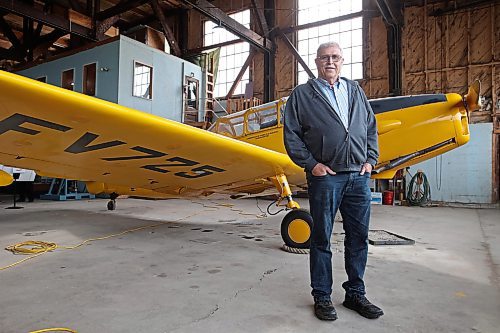 03102025
Murray Palmer of Sannichton, B.C., stands in front of a Fairchild PT-26 Cornell, which he helped rebuild from 1983-85, while taking part in the Warbirds Canada Conference & Annual General Meeting at the Commonwealth Air Training Plan Museum on Friday.
(Tim Smith/The Brandon Sun)