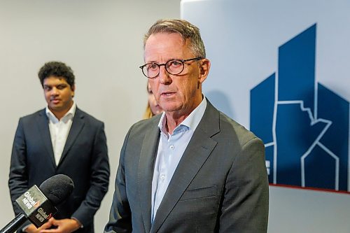 MIKE DEAL / FREE PRESS
Mark Chipman, Executive Chairman and Governor, True North Sports + Entertainment speaks after the Collaborative Housing Alliance REIT (CHAR) announced its first major private investment of $7M from True North Sports and Entertainment and the Mahon Family Foundation during an event at Canada Life, 100 Osborne Street North, Tuesday morning.
Reporter: Scott Billeck
251006 - Monday, October 06, 2025.