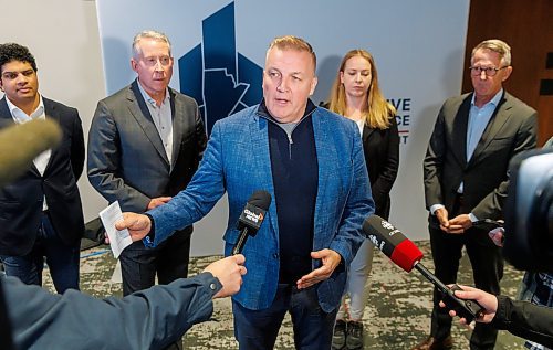 MIKE DEAL / FREE PRESS
Bram Strain, President &amp; CEO, Business Council of Manitoba speaks after the Collaborative Housing Alliance REIT (CHAR) announced its first major private investment of $7M from True North Sports and Entertainment and the Mahon Family Foundation during an event at Canada Life, 100 Osborne Street North, Tuesday morning.
Reporter: Scott Billeck
251006 - Monday, October 06, 2025.