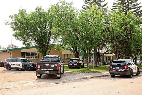 10062025
Several Brandon Police Service vehicles sit parked at École Secondaire Neelin High School on Tuesday afternoon. Brandon Police Service members responded to a serious incident at the school after a student was allegedly seriously injured with a weapon. The school was placed into a lockdown and students were released to the custody of parents of parents, relatives and guardians. 
(Tim Smith/The Brandon Sun)