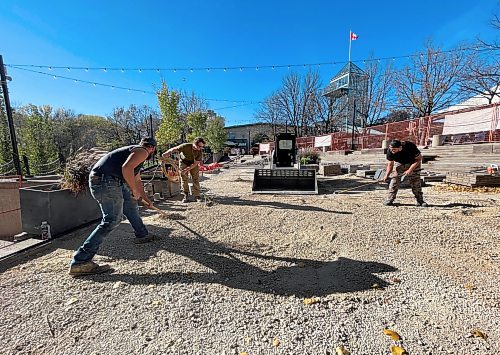 Ruth Bonneville / Free Press
Local Standup - Forks Landscaping
Workers with Meridian Landscaping work on the foundation for new stonework on the stairway and 2nd level patio area at the Forks Wednesday. T
he brick stairway is going to be finished for this Thanksgiving Weekend but the patio area west of the stairs won’t be completed until the end of the fall season.
Oct 07, 2025