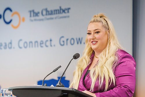 MIKE DEAL / FREE PRESS
Amanda Buhse, the new chair of the Winnipeg Chamber of Commerce, during the Chamber’s AGM being held at The Inn at The Forks, Thursday.
Reporter: AV Kitching
251009 - Thursday, October 09, 2025.