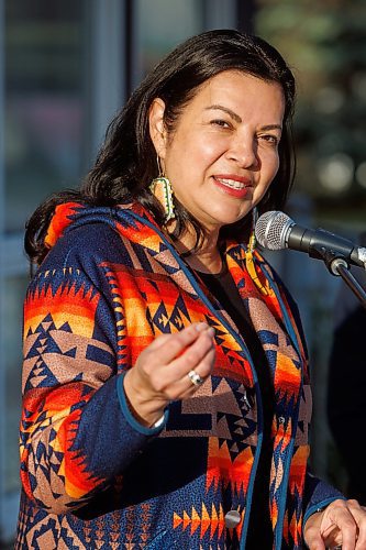 MIKE DEAL / FREE PRESS
Federal Minister Rebecca Chartrand (pictured), MP Kevin Lamoureux, along with Provincial Housing Minister Bernadette Smith, made a housing announcement Tuesday morning at Dial-A-Life Housing, 140 Watson Street. A total of $9 million in combined funding to help repair 738 secure, affordable rental homes across Manitoba. The repairs will extend the life of existing affordable housing units located across the province.
Dial-A-Life provides affordable housing for First Nations patients needing ongoing medical treatment.
Reporter: Nicole Buffie
251014 - Tuesday, October 14, 2025.