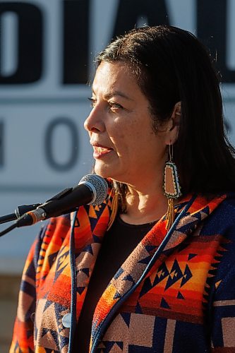 MIKE DEAL / FREE PRESS
Federal Minister Rebecca Chartrand (pictured), MP Kevin Lamoureux, along with Provincial Housing Minister Bernadette Smith, made a housing announcement Tuesday morning at Dial-A-Life Housing, 140 Watson Street. A total of $9 million in combined funding to help repair 738 secure, affordable rental homes across Manitoba. The repairs will extend the life of existing affordable housing units located across the province.
Dial-A-Life provides affordable housing for First Nations patients needing ongoing medical treatment.
Reporter: Nicole Buffie
251014 - Tuesday, October 14, 2025.