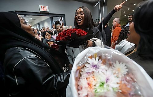 JOHN WOODS / FREE PRESS
Ifunanya Nwannemelu, centre, celebrates with her friends Faridat Yusuf, left, and Karen Christopher after she received her graduating pin during the RRC Polytech bachelor of nursing graduates pinning ceremony Tuesday, October 14, 2025 at the Victoria Inn.

Reporter: ?