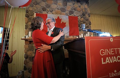 =Ruth Bonneville  / Free Press 
Local - Election St. Boniface / St. Vital
Liberal candidte for St. Boniface / St. Vital riding Ginette Lavack celebrates her victory with former leader Dan Vandal at Fort Gibralter  Monday. 
April 28th,  2025