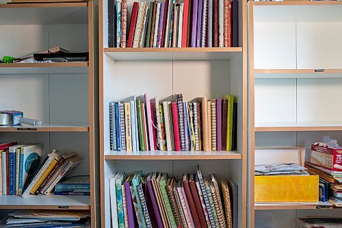 BROOK JONES/FREE PRESS
Winnipeg resident Judy Goodman, 82, who has been journaling since she was 12 years old, has nearly 100 of her journals in a bookcase in her home in Winnipeg, Man., Wednesday, Oct. 15, 2025.