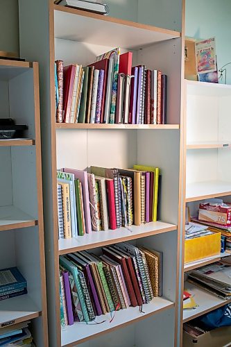 BROOK JONES/FREE PRESS
Winnipeg resident Judy Goodman, 82, who has been journaling since she was 12 years old, has nearly 100 of her journals in a bookcase in her home in Winnipeg, Man., Wednesday, Oct. 15, 2025.