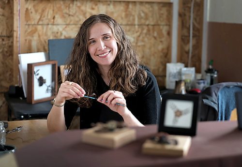 Ruth Bonneville / Free Press
49.8 - Creators
Photos of local artist, Sandra Klowak with Corporeal Curios, who creates artwork from hair, in her studio with samples of her work.
Story: Sandra Klowak creates artwork from hair for clients who donate hair of their loved ones who have died. It’s a form of sculpture which originated in the Victorian era.
Klowak has recently begun incorporating teeth – donated from friends and family members – into her personal artwork.
Oct 15, 2025