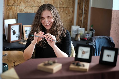 Ruth Bonneville / Free Press
49.8 - Creators
Photos of local artist, Sandra Klowak with Corporeal Curios, who creates artwork from hair, in her studio with samples of her work.
Story: Sandra Klowak creates artwork from hair for clients who donate hair of their loved ones who have died. It’s a form of sculpture which originated in the Victorian era.
Klowak has recently begun incorporating teeth – donated from friends and family members – into her personal artwork.
Oct 15, 2025