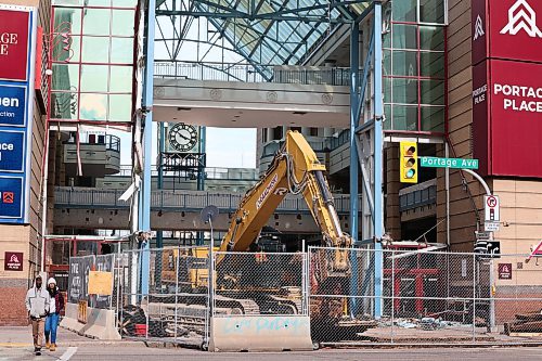 Ruth Bonneville / Free Press
Local Standup - Portage Place Reno
The glass wall in the atrium area has been removed as major renovations are underway for the redevelopment of Portage Place Tuesday.
The 1.2-million-square-foot mixed-use project will create 216 housing units, with up to 40 per cent of them designated affordable, a health-care services tower, main-floor grocery store, community centres, office space for social agencies and other services.
Oct 14, 2025