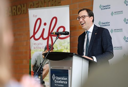 Ruth Bonneville / Free Press
LOCAL STDUP - HSC donation / Canada Life
Photo of Fabrice Morin, President & COO Canada, Canada Life as he announces $1 million donation at John Buhler Atrium, Health Sciences Centre Winnipeg Thursday.
Health Sciences Centre (HSC) Foundation announces $1 million donation from Canada Life in support of its Operation Excellence campaign; a multi-year initiative focused on transforming surgical care in Manitoba through innovation, technology, and improved equity in health outcomes. The announcement highlighted Canada Life’s leadership as a Corporate Challenge partner and its commitment to improving health care access for all Manitobans.
Oct 15, 2025