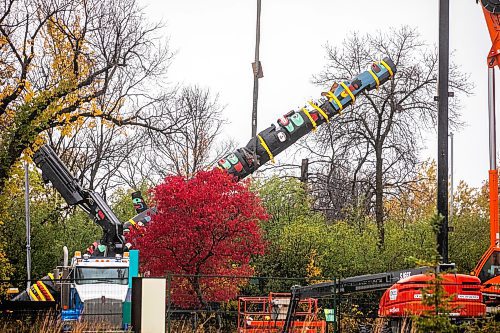MIKAELA MACKENZIE / FREE PRESS
The lightning-damaged totem pole in Assiniboine Park gets taken down for repairs on Friday, Oct. 17, 2025.
Standup.
Free Press 2025