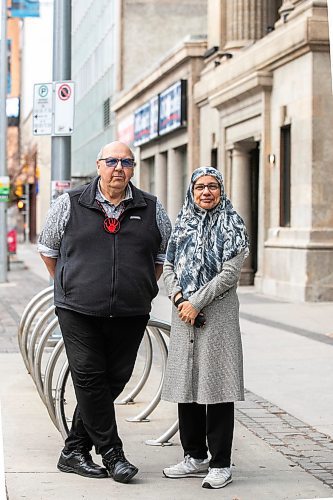 MIKAELA MACKENZIE / FREE PRESS
Canadian Healing Quilt project instigator Albert McLeod (left) and advisory committee volunteer Shahina Siddiqui on Wednesday, Oct. 15, 2025.
For Aaron story.
Free Press 2025