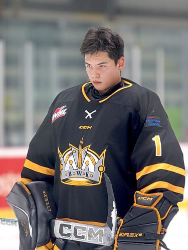 Brandon's Urijah Moosetail holds a 5-1 record with a 1.61 goals against average and a .939 save percentage through six games with the Wheat Kings this season. (Massimo De Luca-Taronno/The Brandon Sun)