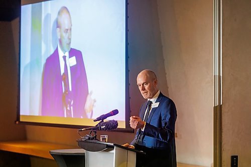 MIKE DEAL / FREE PRESS
Randy Joynt, Executive Director of the Manitoba Arts Council, speaks at the event where the organization released an arts and culture economic impact study and poll during its annual public meeting held at the Canadian Museum for Human Rights on Monday.
Reporter: Eva Wasney
251020 - Monday, October 20, 2025.