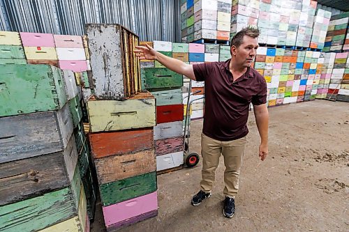 MIKE DEAL / FREE PRESS
Mike Clark is a third-generation beekeeper from Treesbank, Manitoba, who runs a long-standing apiary that his grandfather started in 1914. He is a member of the Manitoba Beekeepers' Association.
Mike in his storage shed where he keeps empty hives that are ready to go.
Checking in with farmers to see how they fared this season given the tariffs, drought, wildfires and government change.
Reporter: Julia-Simone Rutgers
251021 - Tuesday, October 21, 2025.
