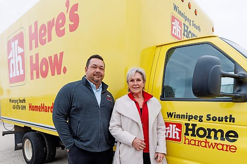 MIKE DEAL / FREE PRESS
Mark Colley, president of the EPLS Group of Companies, which owns the Home Hardware in Winnipeg with Heather Brincheski, Territory Manager at Home Hardware Stores Ltd. at the location of the new store, 2860 Pembina Hwy, which will be opening on November 25.
Reporter: Gabrielle Piche
251022 - Wednesday, October 22, 2025.