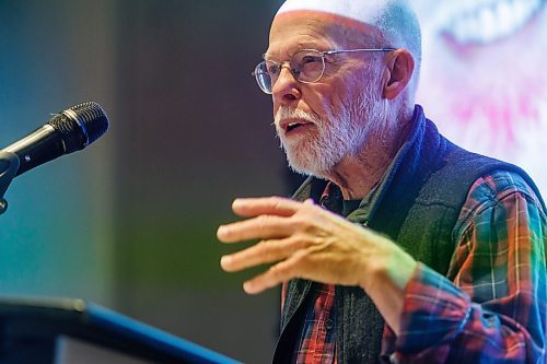 MIKE DEAL / FREE PRESS
Jim Silver talks about a new study he wrote for the Canadian Centre for Policy Alternatives - Manitoba, entitled "The Fiscal Benefits of Adult Basic Education in Manitoba" at the Adult Secondary Education Council conference at the Canadian Museum of Human Rights Thursday morning.
Reporter: Maggie Macintosh
251023 - Thursday, October 23, 2025.