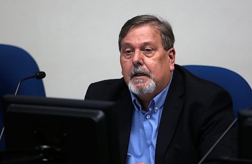 Coun. Shawn Berry speaks at a city council meeting in October. Berry's motion for the city to revert back to weekly pickup for recycling was passed by council on Monday. (Alex Lambert/The Brandon Sun)