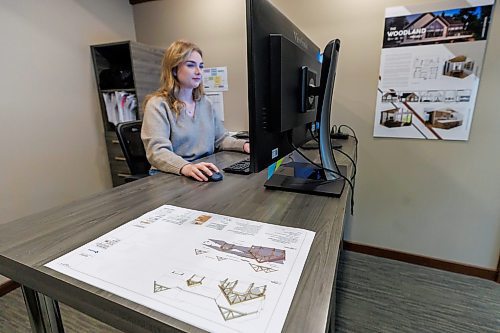 MIKE DEAL / FREE PRESS
Senior Designer, Katie Preun, works on a clients design with a proof sitting on the corner of her desk.
Glen Veenstra, co-owner and CEO of Pine Creek Homes, with his brother, Josh Veenstra, who is also co-owner and President of Pine Creek Homes. The family-owned homebuilding company located at 904 Redonda Street, has operated for around 40 years.
Reporter: Aaron Epp
251024 - Friday, October 24, 2025.