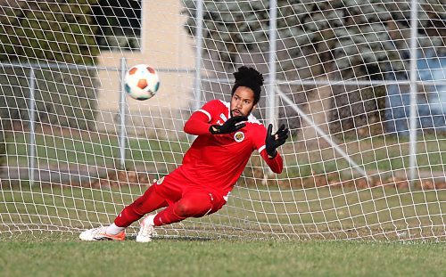 Matheus Souza tries to save the penalty kick that ended the game in extra time. (Thomas Friesen/The Brandon Sun)