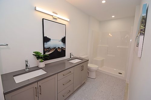 Todd Lewys / Free Press
Ensuites will be equipped with low-step-over walk-in showers, vanities with dual sinks and elegant flooring.