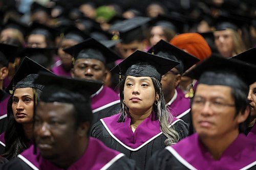 30102025
Graduates listen to speakers during Assiniboine College’s annual fall graduation ceremony at the Keystone Centre’s Manitoba Room on Thursday. Close to 500 graduates received diplomas in over 37 different programs and areas of study.
(Tim Smith/The Brandon Sun)