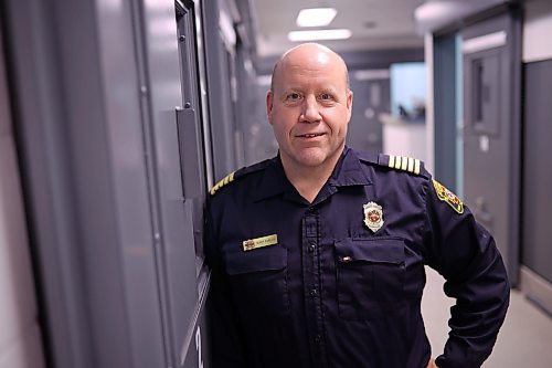 30102025
Brandon Fire and Emergency Services Chief Terry Parlow at the Brandon Police Services detention centre on Thursday.
(Tim Smith/The Brandon Sun)