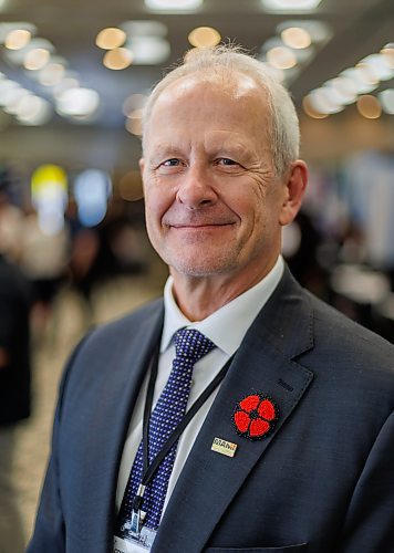 MIKE DEAL / FREE PRESS
Richard Trudeau, chair of the Central Canada Mineral Exploration Convention on the floor of the convention being held at the Victoria Inn Monday morning.
The two-day Central Canada Mineral Exploration Convention opens today in Winnipeg. Organizers are touting it as the sector&#x2019;s largest event in the region. The event is managed by the Mining Association of Manitoba Inc., which is working to elevate the convention&#x2019;s profile, with a long-term vision of attracting international audiences and establishing it as a key event on the global mining calendar. 
Reporter: Aaron Epp
251103 - Monday, November 03, 2025.