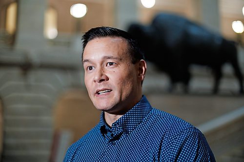 MIKE DEAL / WINNIPEG FREE PRESS
Mike Moyes, MLA for Riel and the party’s Caucus Chair, provides remarks following PC Leader Heather Stefanson’s statement earlier in the afternoon.
See Carol Sanders story.
231115 - Wednesday, November 15, 2023.