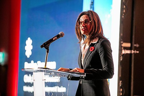 MIKAELA MACKENZIE / FREE PRESS

Denise Zaporzan, Winnipeg Economic Development &amp; Tourism board chair, speaks at Winnipeg Economic Development &amp; Tourismճ new strategy launch on Tuesday, Nov. 4, 2025.

For Aaron Epp story.
Free Press 2025