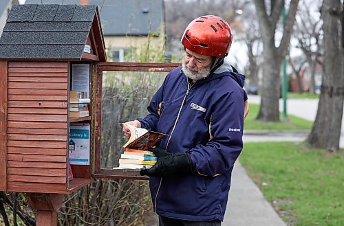 Ruth Bonneville / Free Press
ENT - Little Free Library
Photo of Tim Brandt dropping books off at a Little Free Library located at 510 St. John’s Ave. Tuesday.
For the past month, Tim Brandt has been cycling around Winnipeg to distribute his late brother's book collection to little free libraries across the city. Les Brandt died unexpectedly this summer and had roughly 2,000 books. Instead of donating or tossing the books, Tim decided to share them with the community in a meaningful way. “I think Les would be glad to know his books are traveling,” he says.
See story by Eva Wasney
Nov 4th, 2025