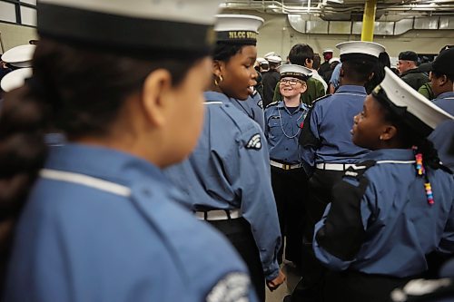 Members of the Navy League Cadet Corp #4 Stan Hawitt prepare before the annual Remembrance Day ceremony at Assiniboine Credit Union Place in the Keystone Centre on Tuesday. (Tim Smith/The Brandon Sun)
