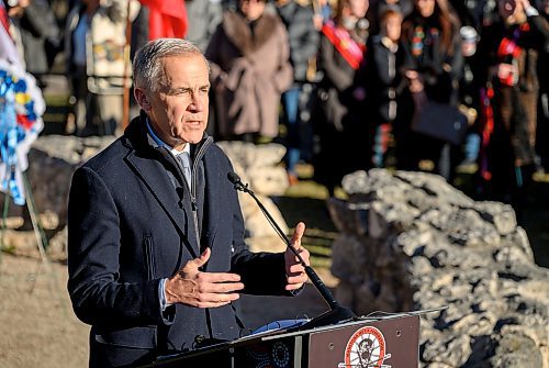 Mike Sudoma/Free Press
Prime Minister Mark Carney speaks during an event honouring Louis Riels 145th anniversary of his execution at the St Boniface Cathedral cemetery Sunday morning
November 16, 2025


