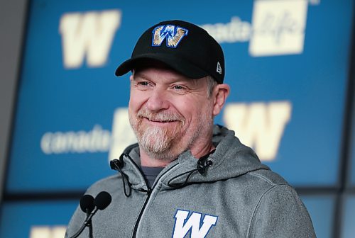 Ruth Bonneville / Free Press 

Sports - O&#x2019;Shea

Photo of Mike O&#x2019;Shea answers questions about his contract renewal in the Press Room at Princess Auto Stadium Tuesday, 

See story by Tyler
 
Nov 18th,, 2025
