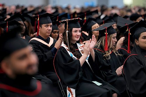 Ruth Bonneville / Free Press
Local Standup - RRC Fall Grads
Veterinary Technology student, Parker Kosoric, is all smiles as she attends her convocation for RRC Polytech with hundreds of other graduates at RBC Convention Centre Tuesdsay.
Close to 700 graduates crossed the stage at RRC Polytech’s Fall Convocation ceremonies today, with many of them, including Parker Kosoric, wearing newly designed stoles that meaningfully reflect the voices, teachings and stories of Indigenous Peoples.
Nov 18th,, 2025