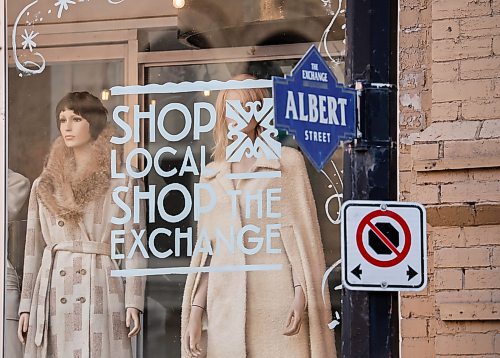 JOHN WOODS / WINNIPEG FREE PRESS
The Exchange District Biz annual “Shop Local, Shop The Exchange” campaign this month on store windows Monday, December 1, 2025. Rodney Francisco, co-owner of the Collab Shop, is participating in the program.
reporter: aaron