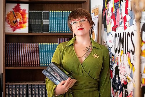 MIKAELA MACKENZIE / FREE PRESS

Author and artist Samantha Mary Beiko in her office on Wednesday, Dec. 3, 2025.  Samantha says her work has been fed into Meta&#x2019;s system to be used for generative AI, and has noticed fewer graphic design and writing jobs.

For Gabby story.
Free Press 2025