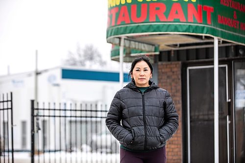 MIKAELA MACKENZIE / FREE PRESS

Pampanga Restaurant and Banquet hall manager Kelly Miranda in front of the restaurant, which is very near the proposed future supervised consumption site location at 366 Henry Ave. on Friday, Dec. 5, 2025. 

For Carol story.
Free Press 2025