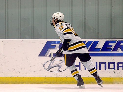 Owen Stanley of the Brandon Wheat Kings is shown during Manitoba U18 AAA Hockey League action against the Interlake Lightning at J&G Homes Arena on Saturday, Nov. 29. (Massimo De Luca-Taronno/The Brandon Sun)