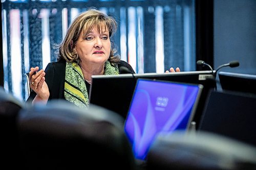 MIKAELA MACKENZIE / FREE PRESS
	
Councillor Janice Lukes speaks at a committee meeting about Wellington Crescent speed limit reductions at city hall on Friday, Nov. 29, 2024. 

For Joyanne story.
Winnipeg Free Press 2024