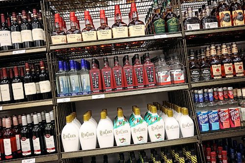 10122025
American alcohol is available for purchase at the Manitoba Liquor Mart on 10th Street and Victoria Avenue as of Wednesday. The American alcohol in stock is available to purchase while supplies last or until December 24th, and is only available in Brandon at the Victoria Avenue Manitoba Liquor Mart location. Manitoba Liquor and Lotteries Corporation stopped selling American alcohol in February in response to tariffs imposed by U.S. President Donald Trump. Proceeds from the sale of US alcohol over the next two weeks will go to local and provincial charities and food banks. 
(Tim Smith/The Brandon Sun)