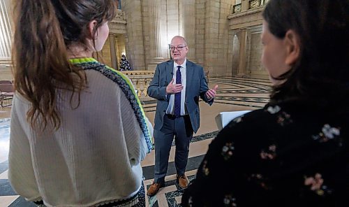 MIKE DEAL / FREE PRESS
Longtime Tory MLA Kelvin Goertzen, who was briefly Manitoba’s premier, talks to media in the Rotunda of the Manitoba Legislative Building, saying he won’t seek re-election, ending a two-decade run representing Steinbach in the legislature assembly.
Reporter: Maggie Macintosh
251210 - Wednesday, December 10, 2025.