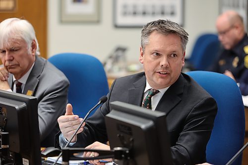 Coun. Greg Hildebrand (Ward 5) speaks during Monday's council meeting. Hildebrand said a 90-day time frame for putting memorials in place isn't unreasonable, but asked if it could be shortened. (Alex Lambert/The Brandon Sun)